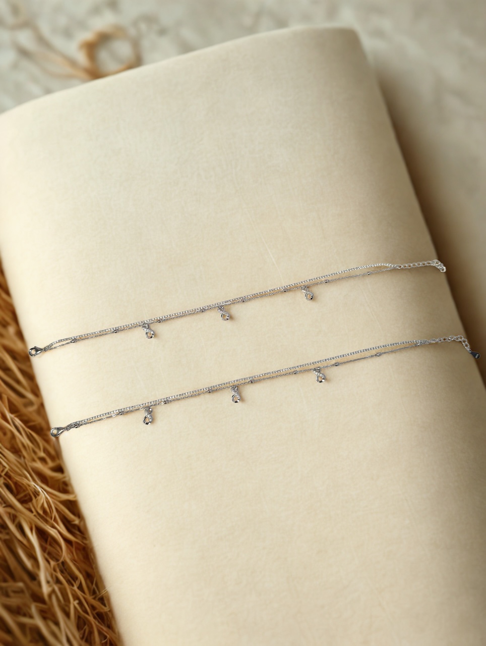 Dainty Drop Charm Anklets - Image 2