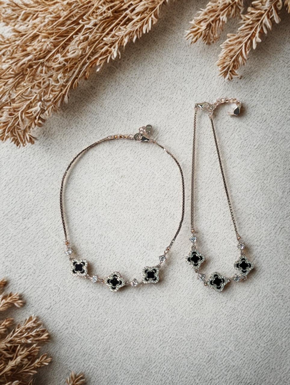 Midnight Clover Silver Anklet - Image 7