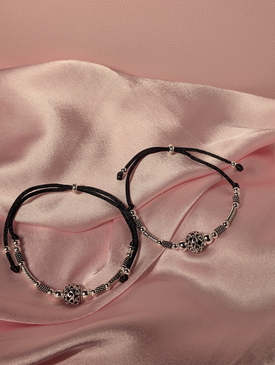 Silver & Black Thread Anklets - Image 2