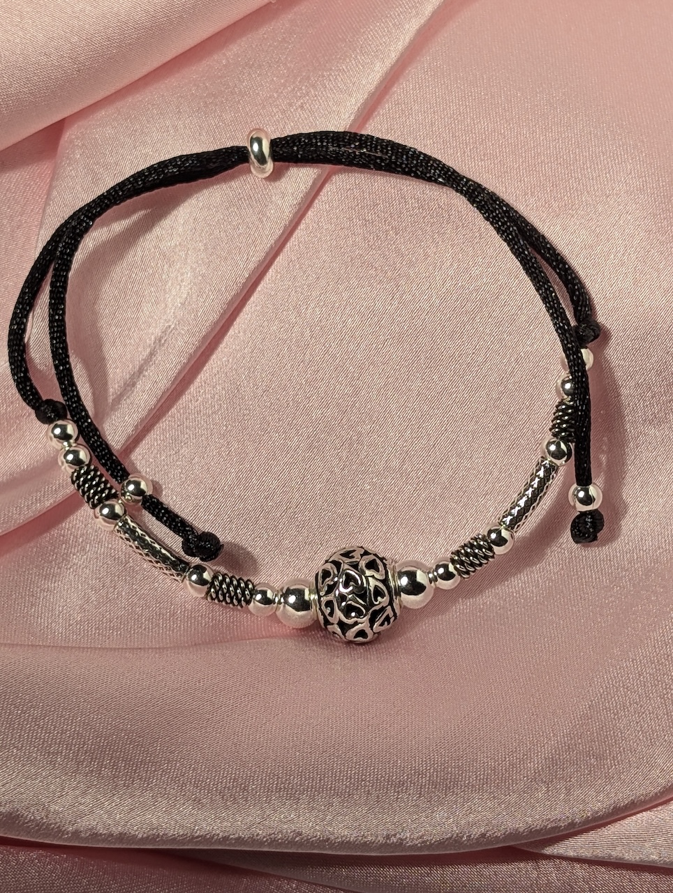 Silver & Black Thread Anklets - Image 3