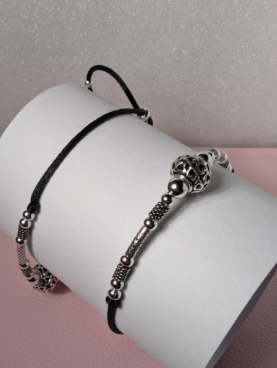 Silver & Black Thread Anklets - Image 4