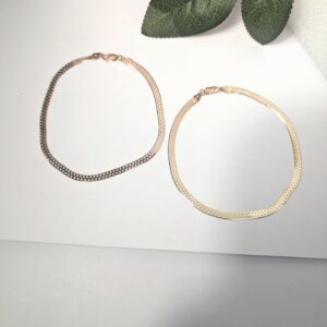 Sleek Herringbone Anklets