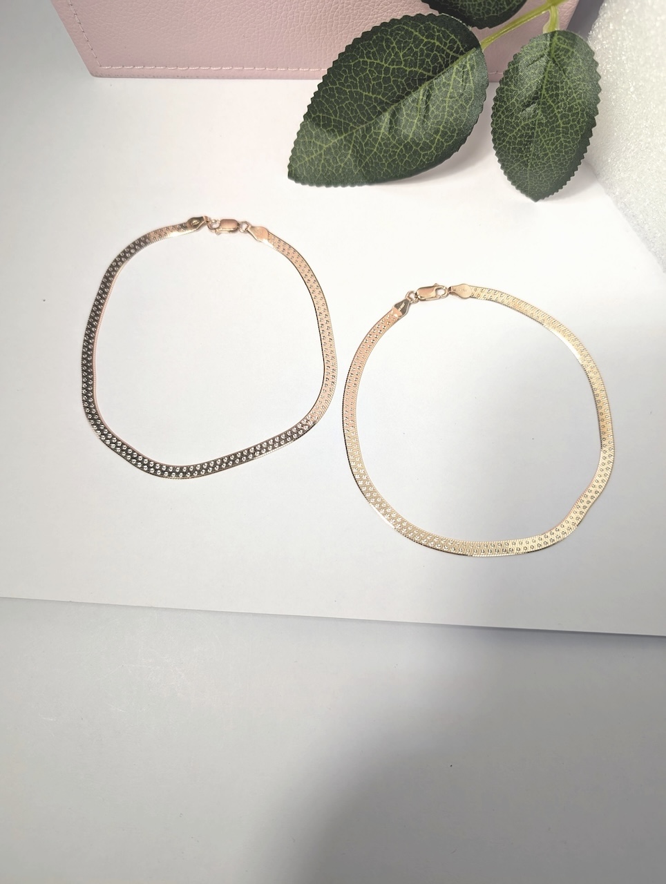 Sleek Herringbone Anklets