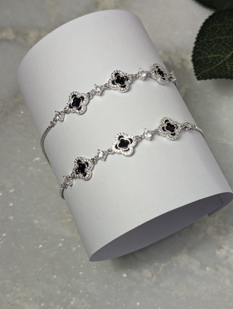 Midnight Clover Silver Anklet - Image 2