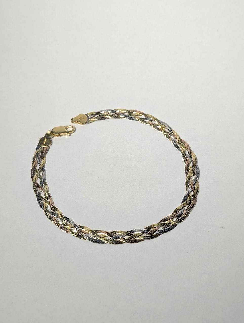 Tricolor Braided Silver Anklet - Image 2