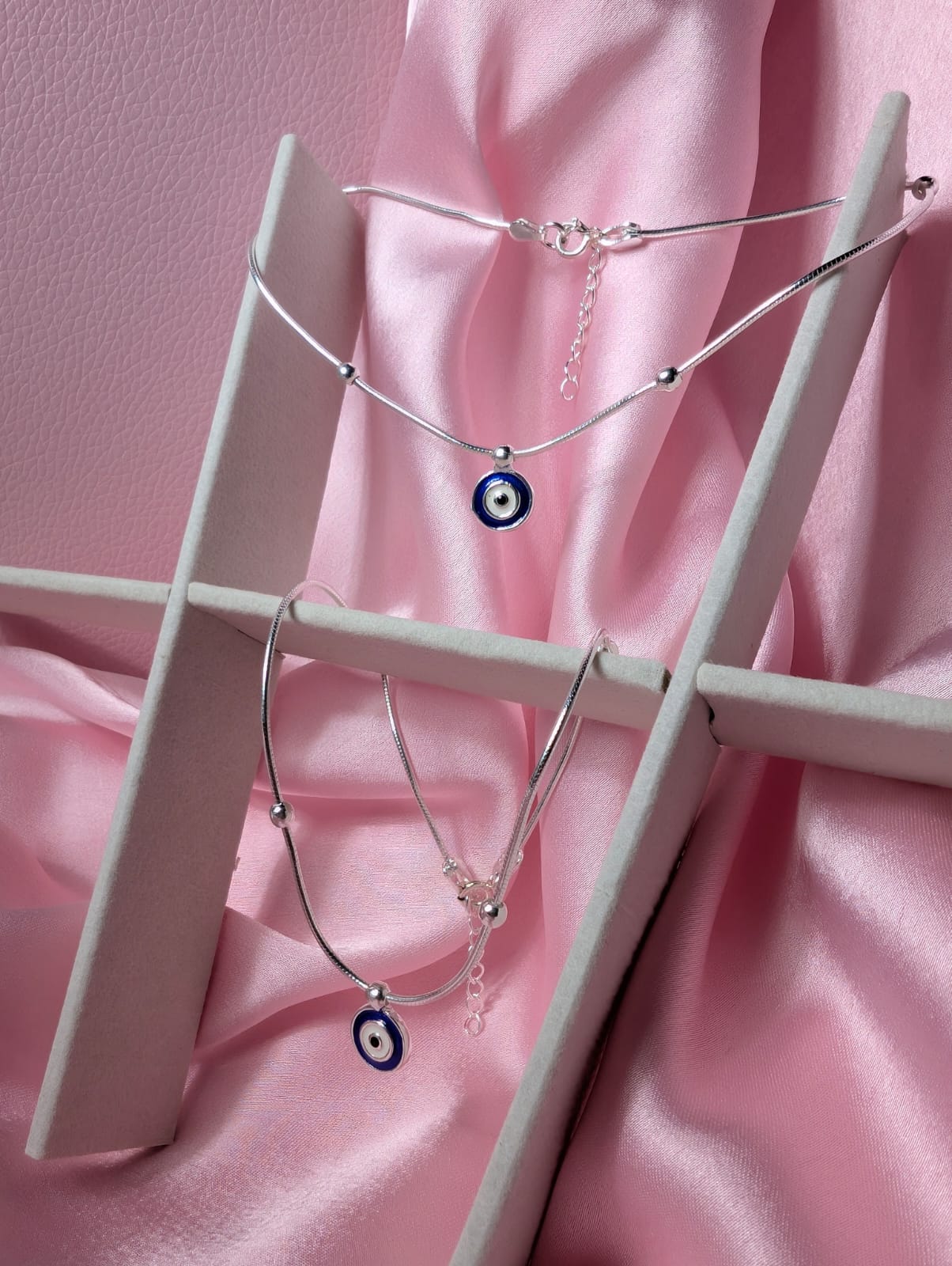 Silver Evil Eye Anklets - Image 2