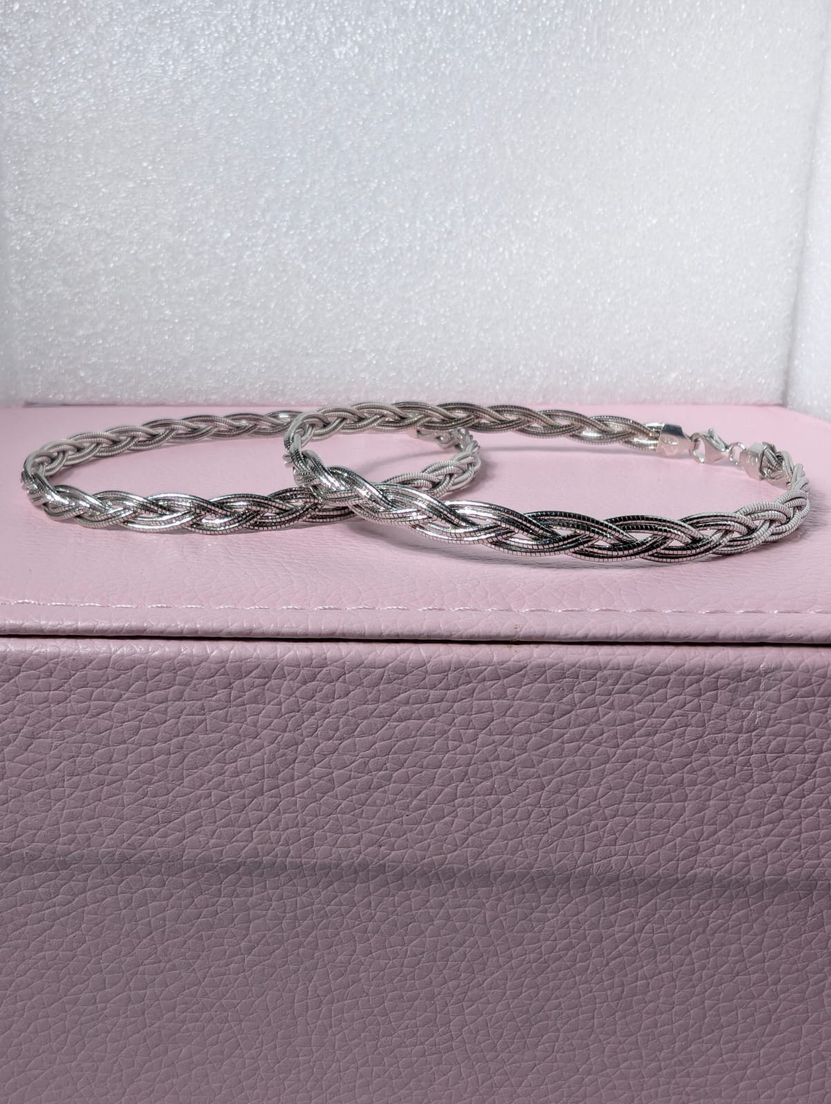 Silver Braided Design Anklets - Image 4