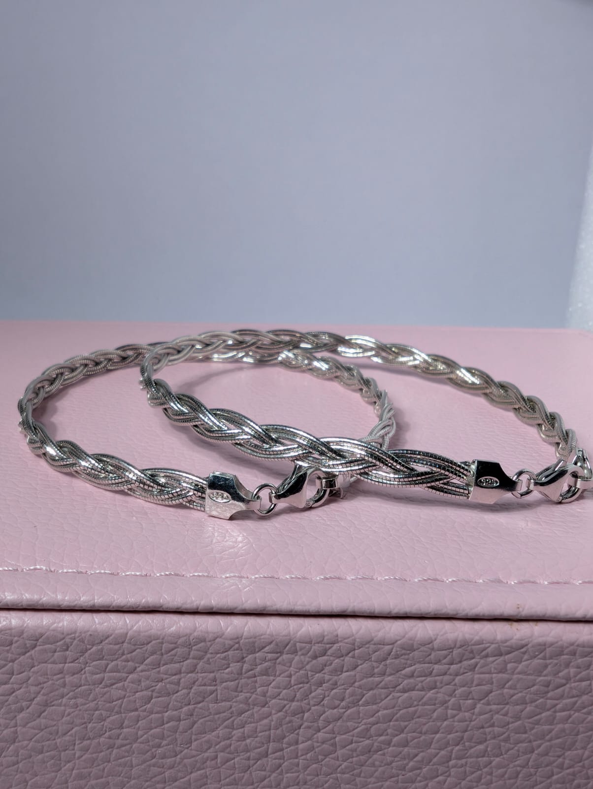Silver Braided Design Anklets - Image 3