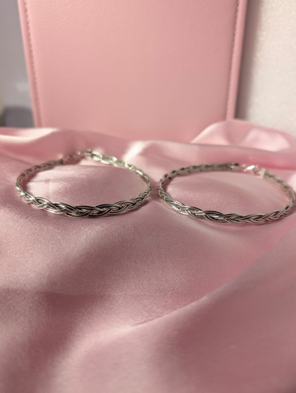 Silver Braided Design Anklets