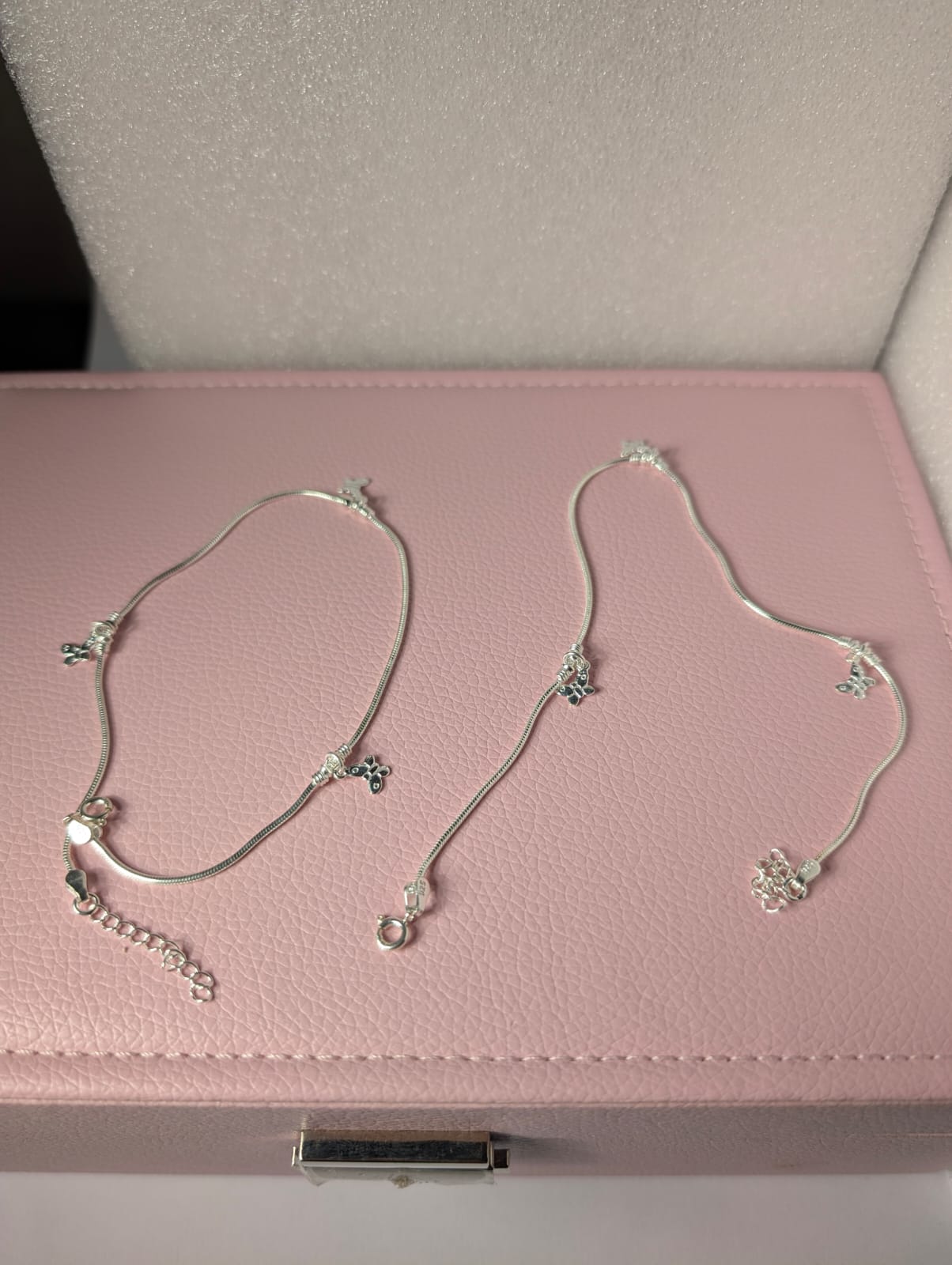 Silver Butterfly Charm Anklets
