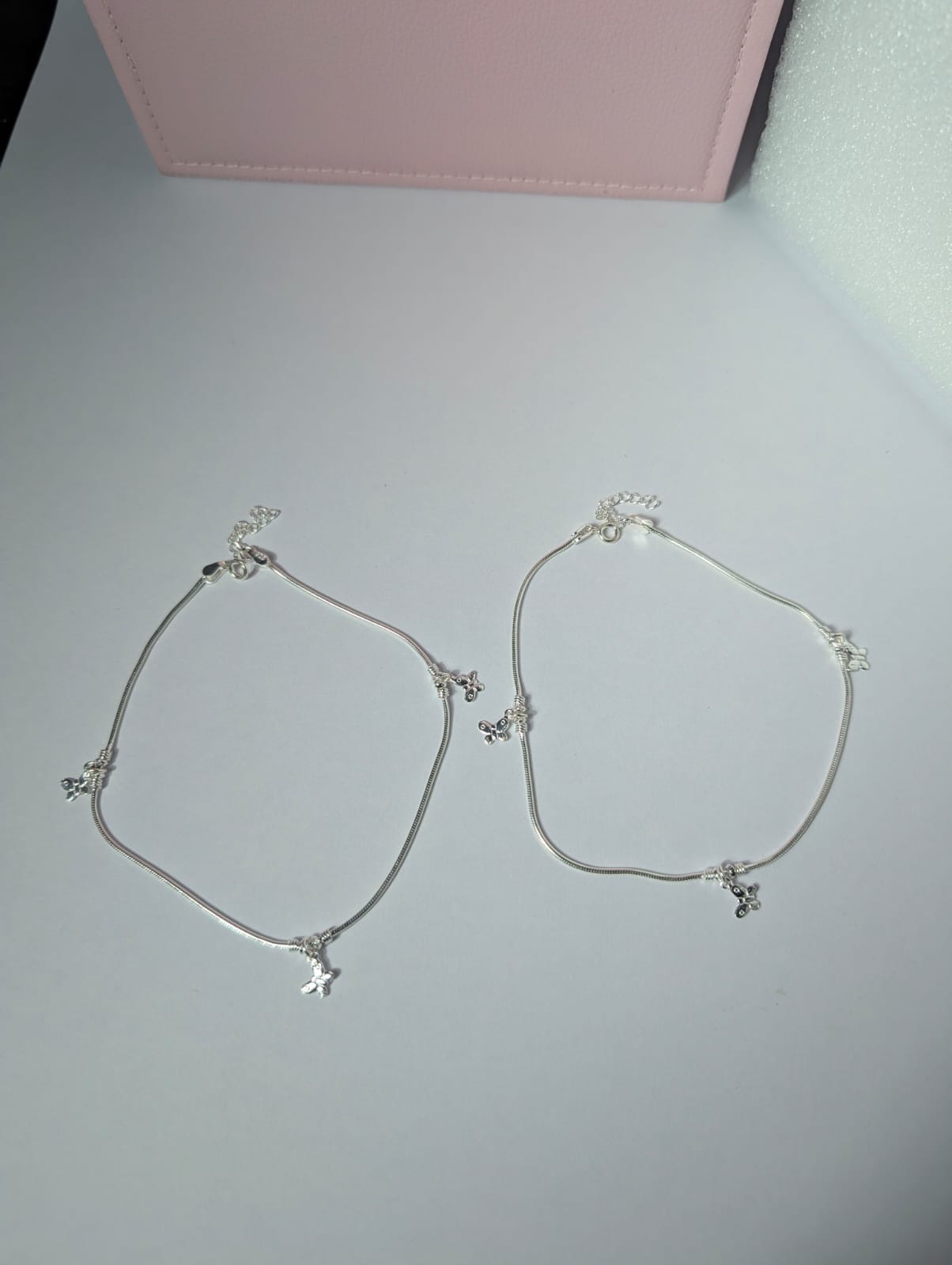 Silver Butterfly Charm Anklets - Image 2